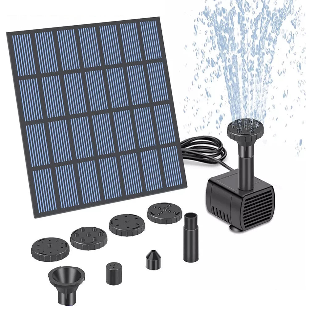 Solar Fountain Pond Pump Kit with Nozzles Solar Powered Fountain Water Pump Solar Fountain for Bird Bath Ponds Garden Fish Tank