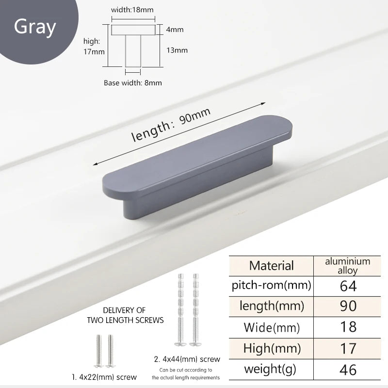 Modern style wardrobe cabinet bathroom cabinet black pulls drawer handles furniture cupboard aluminum alloy handle