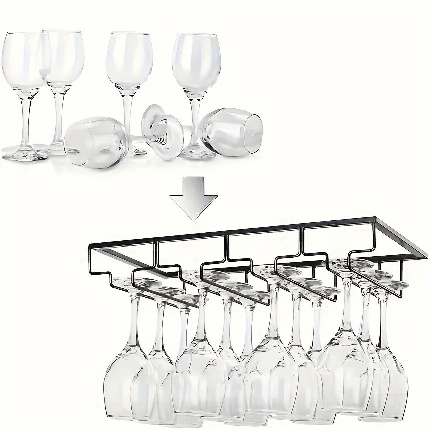 Stemware Rack Household Wall-mounted Wine Glasses Rack Under Cabinet Stemware Rack for Cabinet Kitchen Organizers Storage