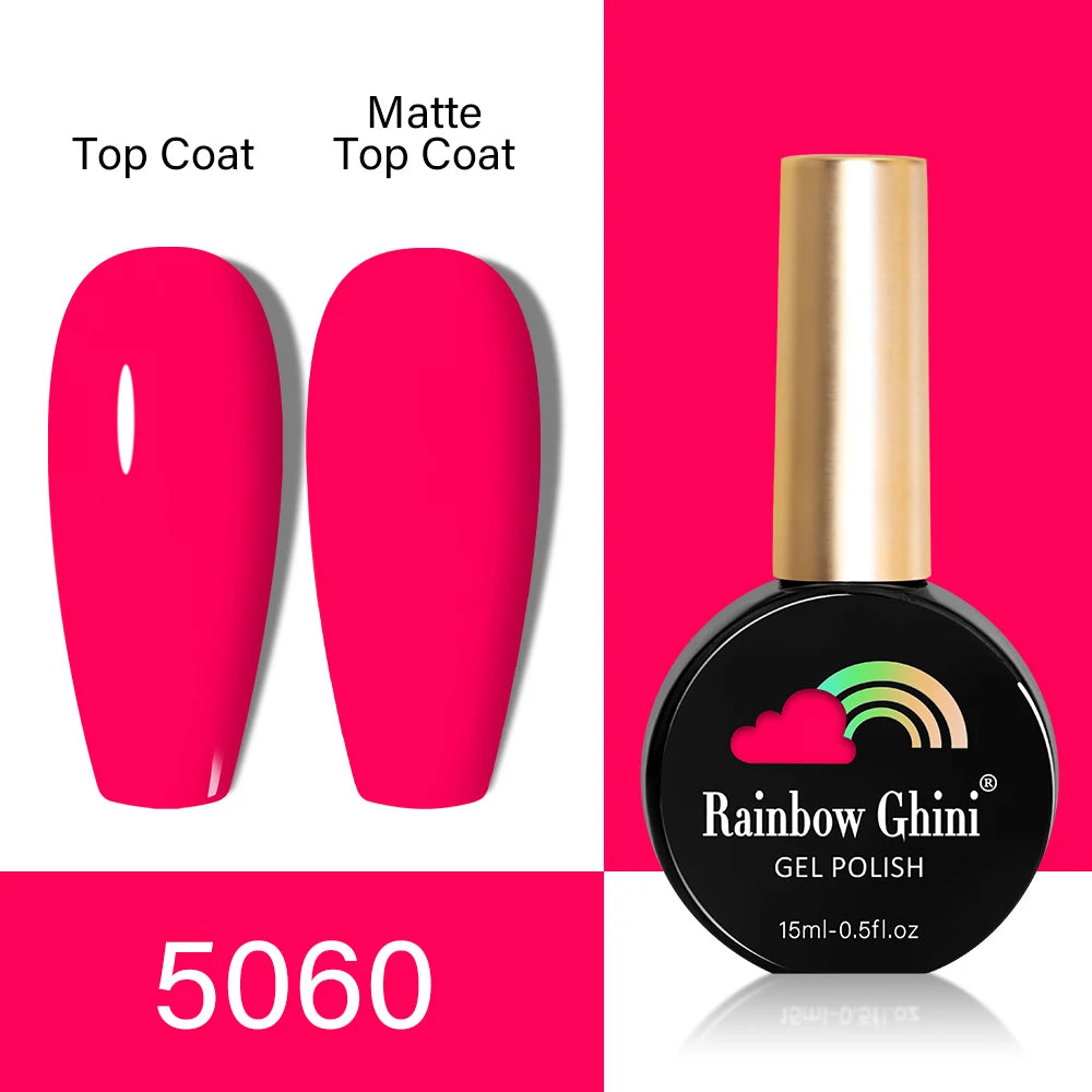 RG HEMA TPO FREE Neon Glitter Gel Nail Polish 15ml Nail Art Manicure Semi Permanent Gel Hybrid Varnishes Top Base Coat UV Nail