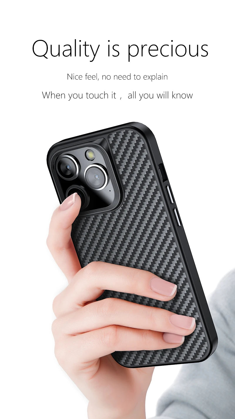 Wlons Magnetic Kevlar Aramid Fiber Cover For iPhone 16 15 14 13 Pro Max 16 15 14 Plus Anti-Drop Anti-Fingerprint Magsafe Case