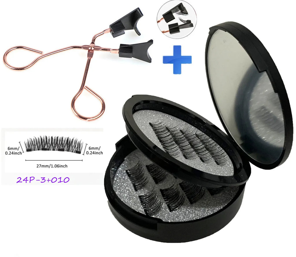 12pcs Magnetic False Eyelashes Magnetic Half Eyelashes Double Box With Mirror Applicater Reusable Beauty Eye Makeup Set