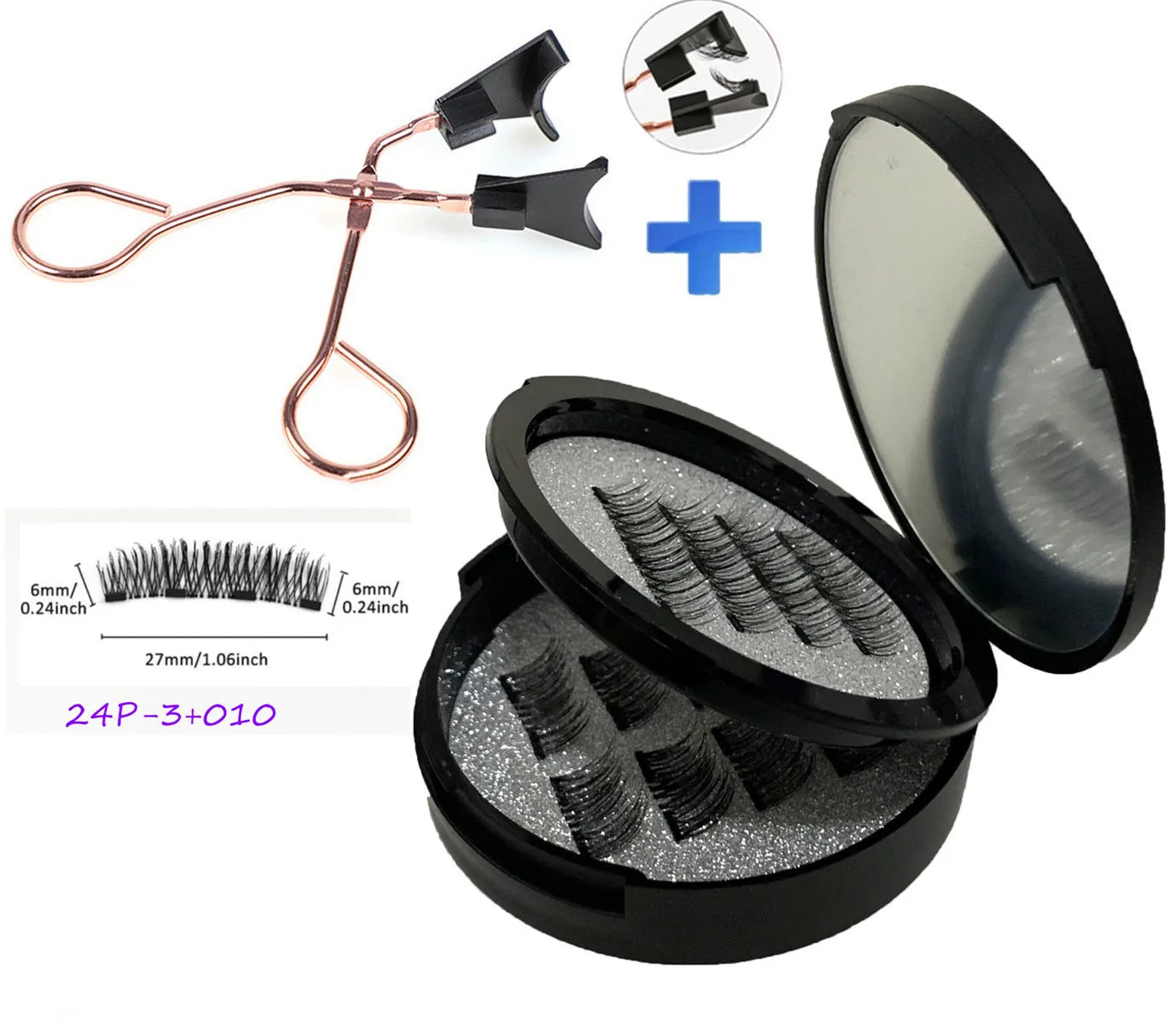 12pcs Magnetic False Eyelashes Magnetic Half Eyelashes Double Box With Mirror Applicater Reusable Beauty Eye Makeup Set