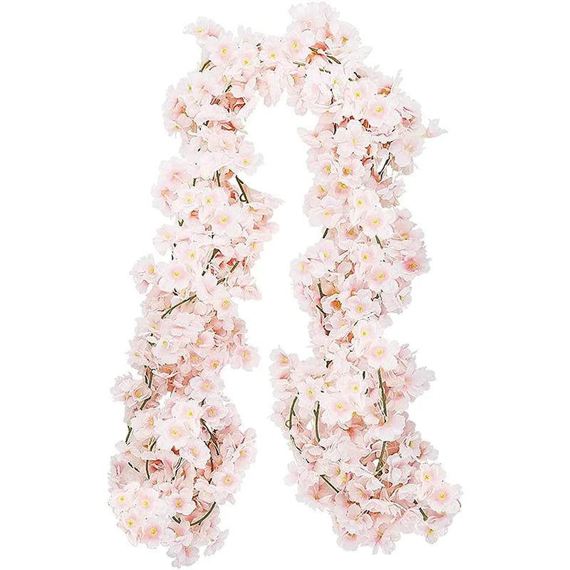 180CM Artificial Sakura Flowers Vine Wedding Garden Rose Arch Home Party Decoration Festival Bridal Fake Silk Scrapbook Plants