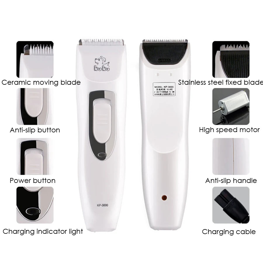 KUKU KP3000 Professional Grooming Kit Pet Cat Dog Hair Trimmer Rechargeable Electrical Pets Clippers Shaver Set Haircut Machine