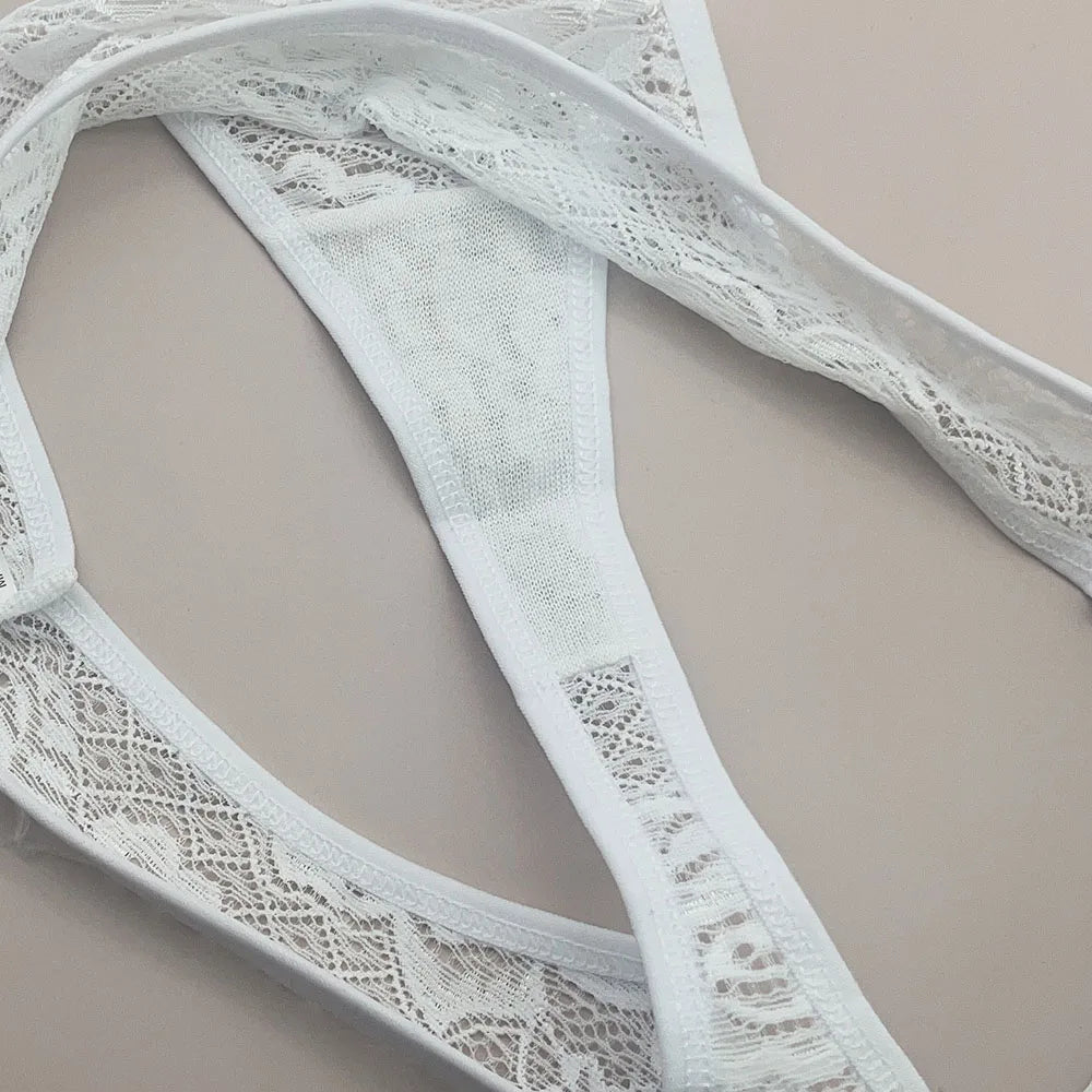 Moonflame 5Pcs Lace Cotton Thongs Underwear Lingerie For Women T-back Ladies Transparent G-string Girls Panties
