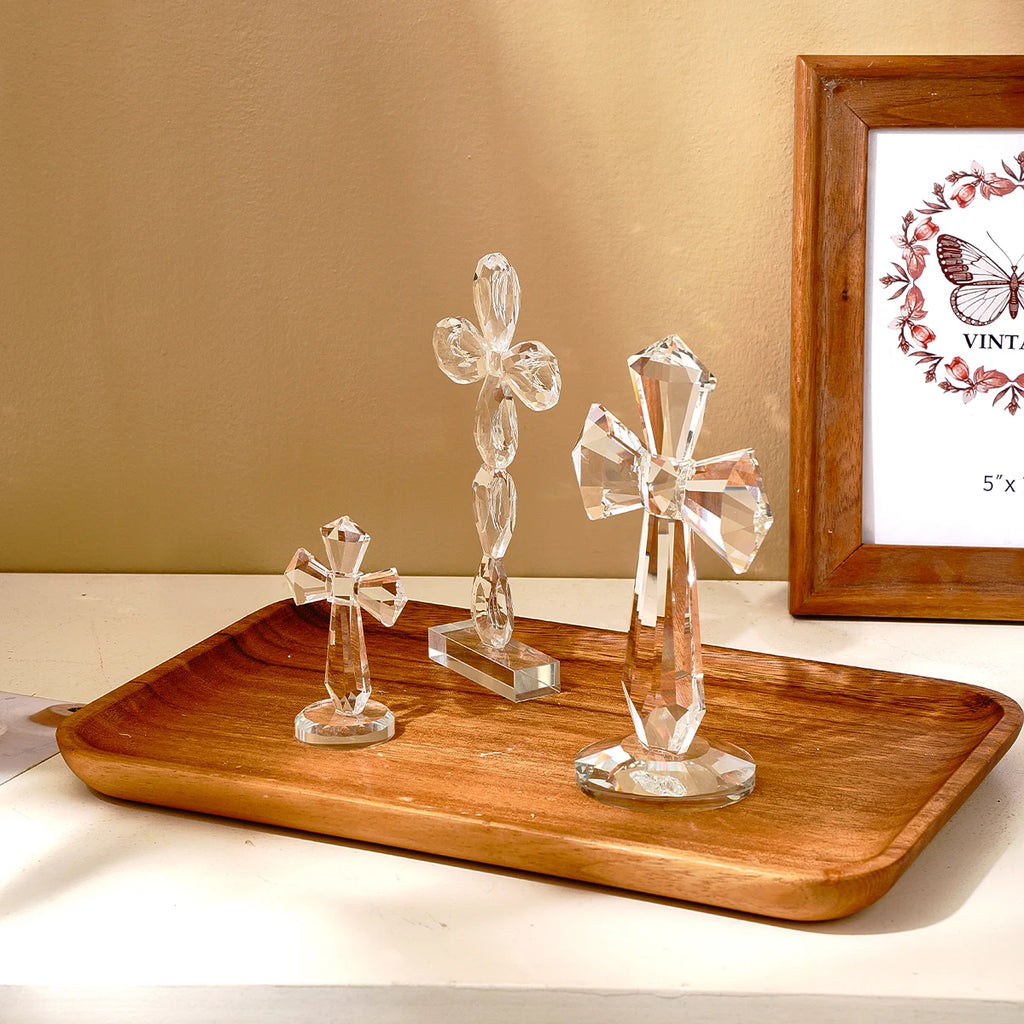 1PC Love Angel and Cross Prism Shaped Glass Crafts, Window Sills Sun Catcher Ornament Prism Light Catching Decorative Crafts