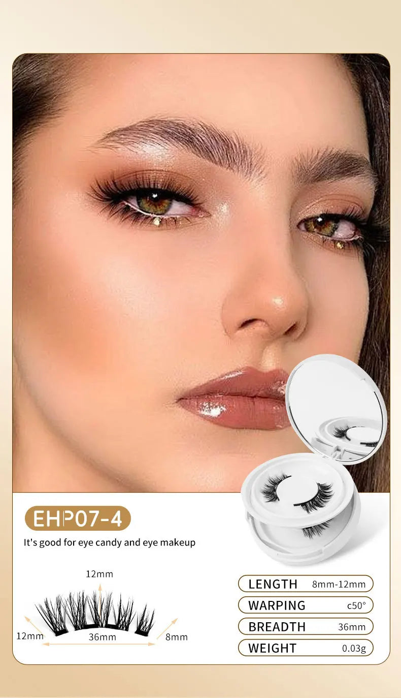 2pairs Magnetic False Eyelashes New Style Glue-Free Mink False Eyelashes Natural Nude Makeup With Mirror Reusable Beauty