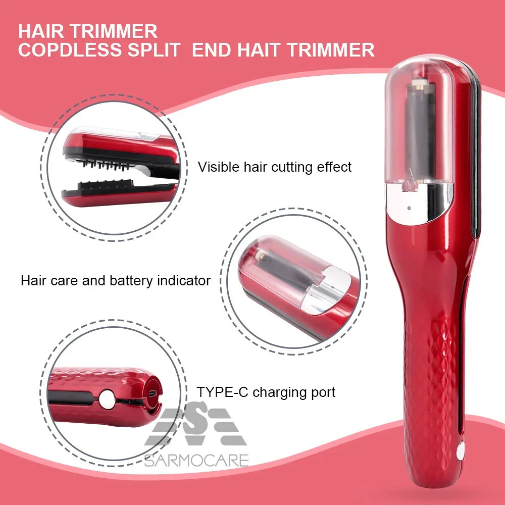 Cordless Hair Cutting Machine Split End Hair Trimmer Cutter Type-c Charge Automatic End Remover Damaged Hair Care