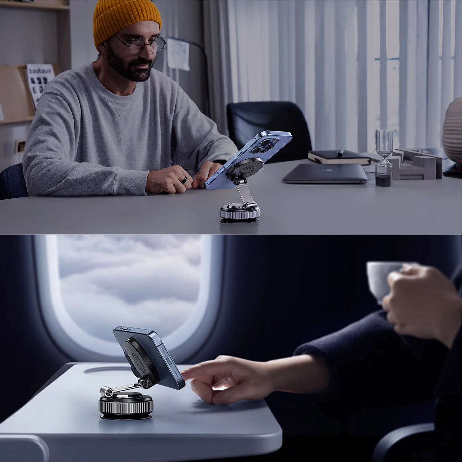 Magnetic Phone Holder Electric Car Mount Foldable Strong Vacuum Suction Stand For Cell Phone For iphone 12-16 Pro Mobile Phone