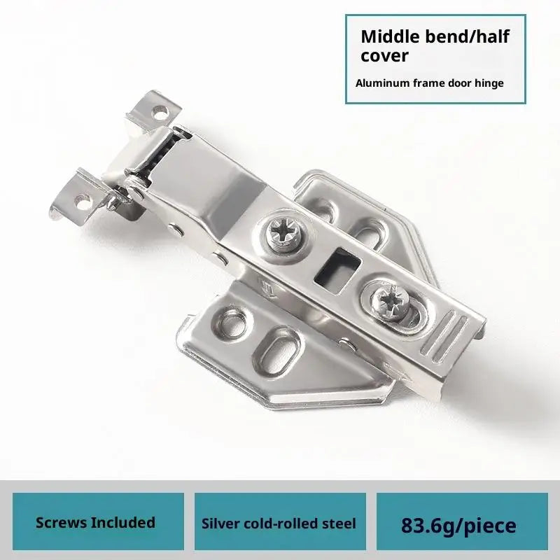 Universal Heavy-Duty Aluminum Frame Glass Door Hinge for Bathroom Kitchen Display & Storage Cabinets - Hidden Installation