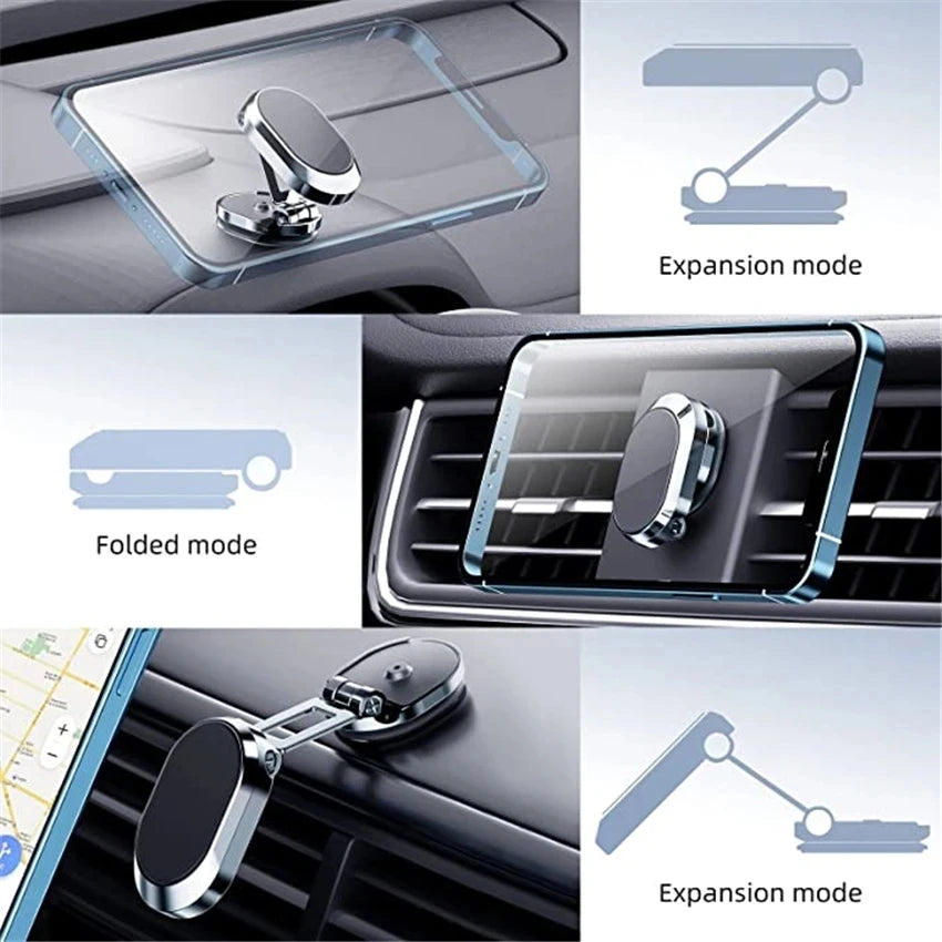1080° Rotatable Magnetic Car Phone Holder Magnet Smartphone Support GPS Foldable Phone Bracket in Car For IPhone Samsung Xiaomi