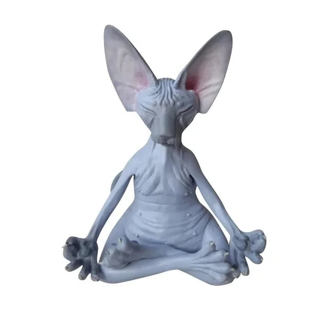 Whimsical Buddha Sphynx Cat Figurine Meditation Yoga Happy Cat Decor Art Sculptures Outdoor Garden Statues Figurine