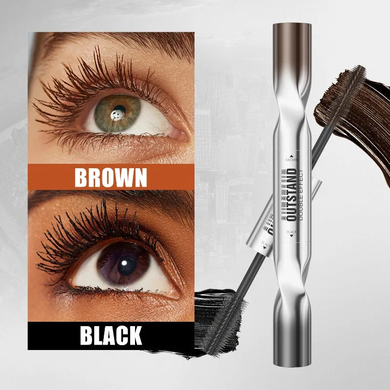 Dual-Ended Mascara - Black&Brown 2-in-1 Dual-Color Mascara Volumizing Curling Waterproof Long-Lasting Lash Cosmetic All-Day Wear