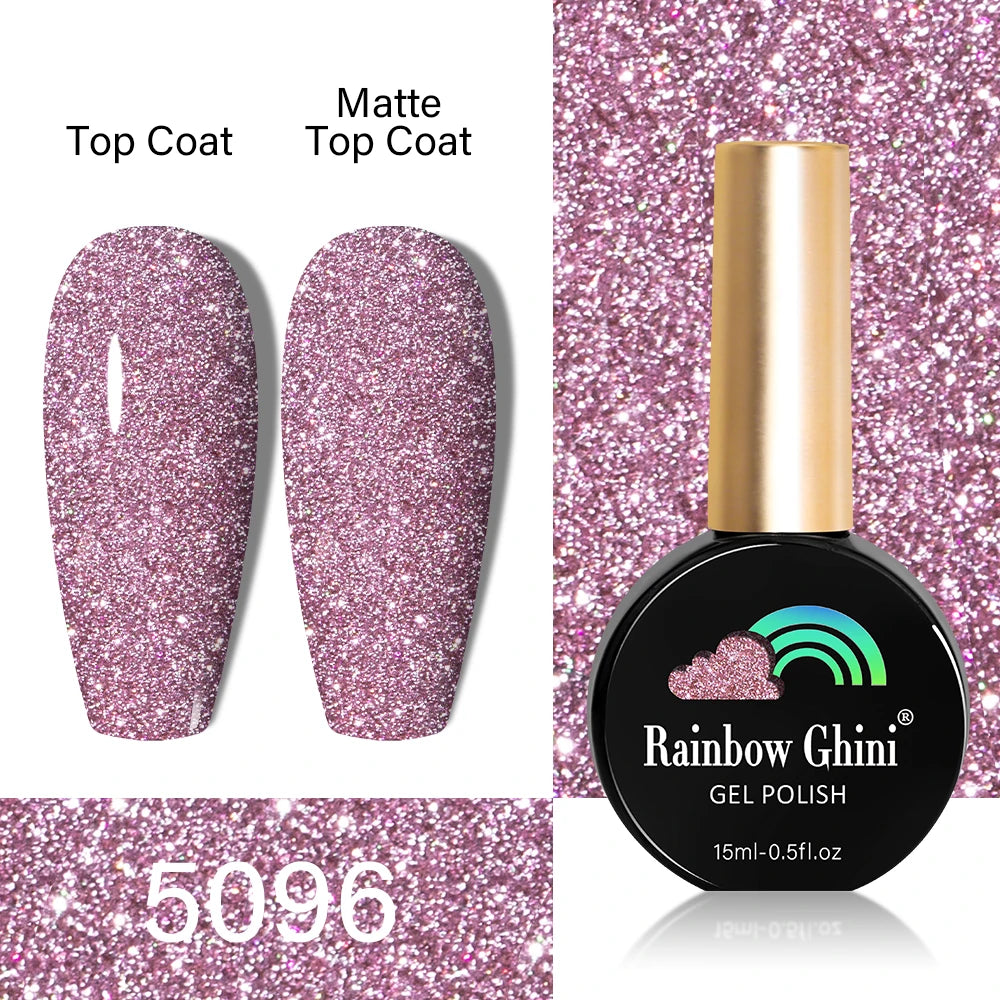 RG HEMA TPO FREE Neon Glitter Gel Nail Polish 15ml Nail Art Manicure Semi Permanent Gel Hybrid Varnishes Top Base Coat UV Nail