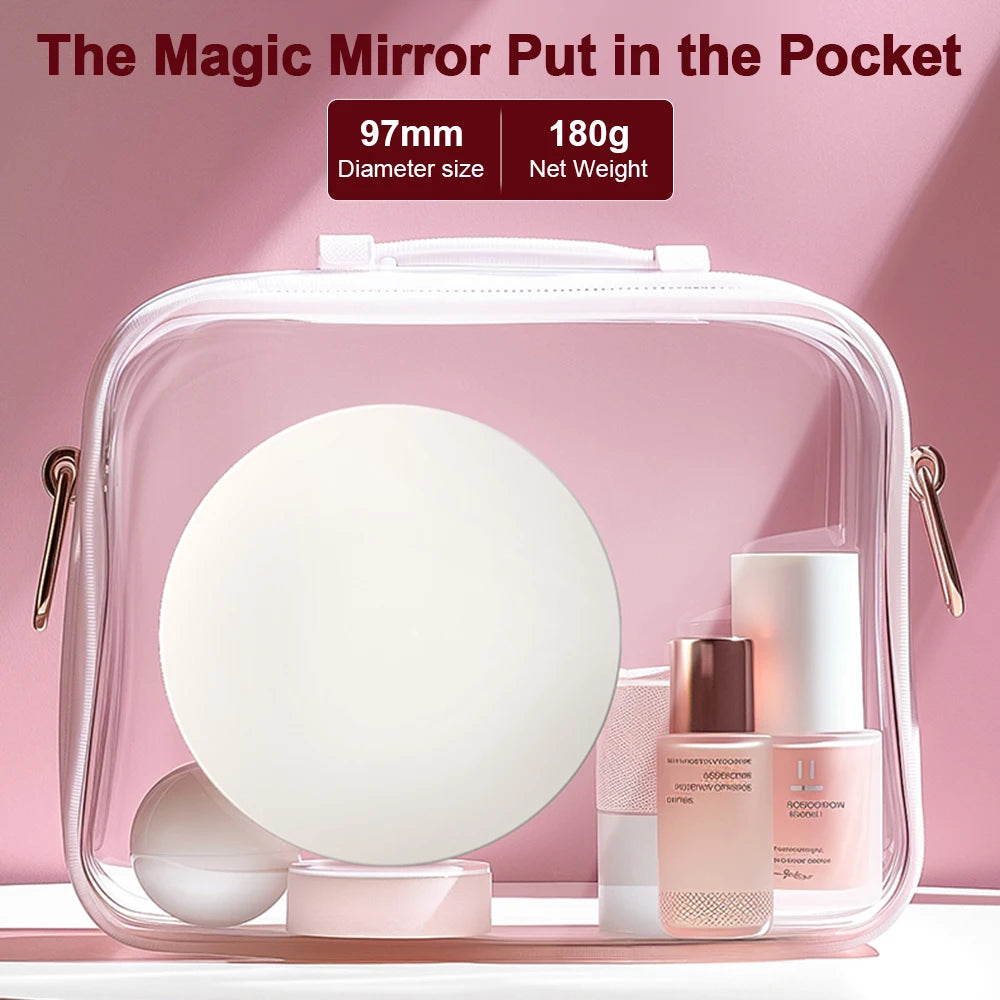 Mini Portable Makeup Mirror 2.8-Inch Display Smart LED Sunscreen Detection Compact Travel Size for Beauty On-the-Go