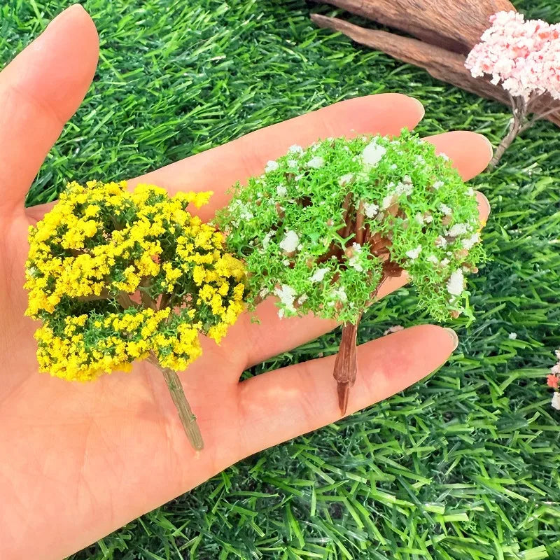 DIY Miniature Artificial Landscape Trees Micro Flower Tree Figurines Artificial Scenery Tree Moss Bonsai Ornament Tabletop Decor