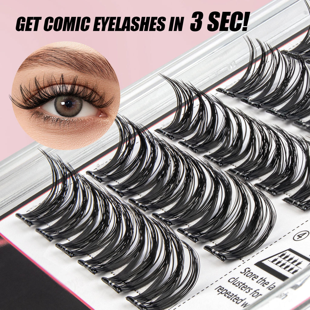 Vipuda Self Adhesive Cluster Lashes Press on No Glue Needed Segmented Eyelashes Reusable DIY Individual Eyelash Extension