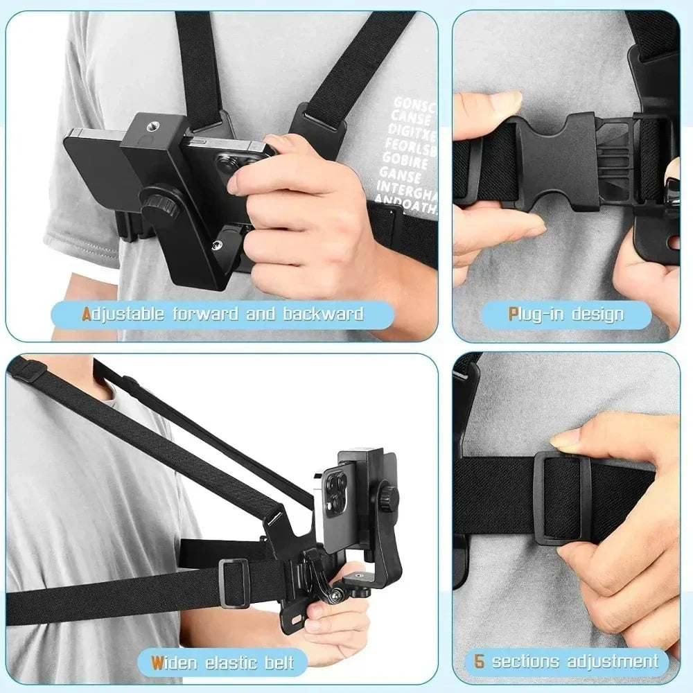 Hands Free Adjustable Chest Phone Strap Universal Harness Strap for IPhone 16 15 Samsung Telephone Wearable Neck Lanyard Stand