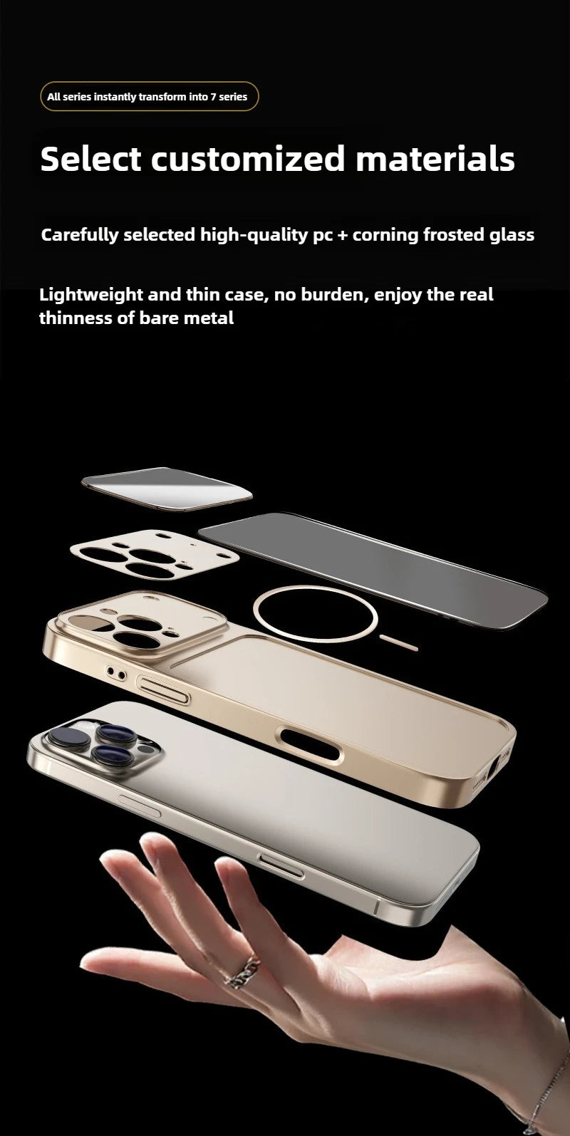 Original Glass Nano Matte For Magsafe Wireless Charging Armor Phone Case For iPhone 17 16 15 14 13 Pro Max 17 Air Magnetic Cover