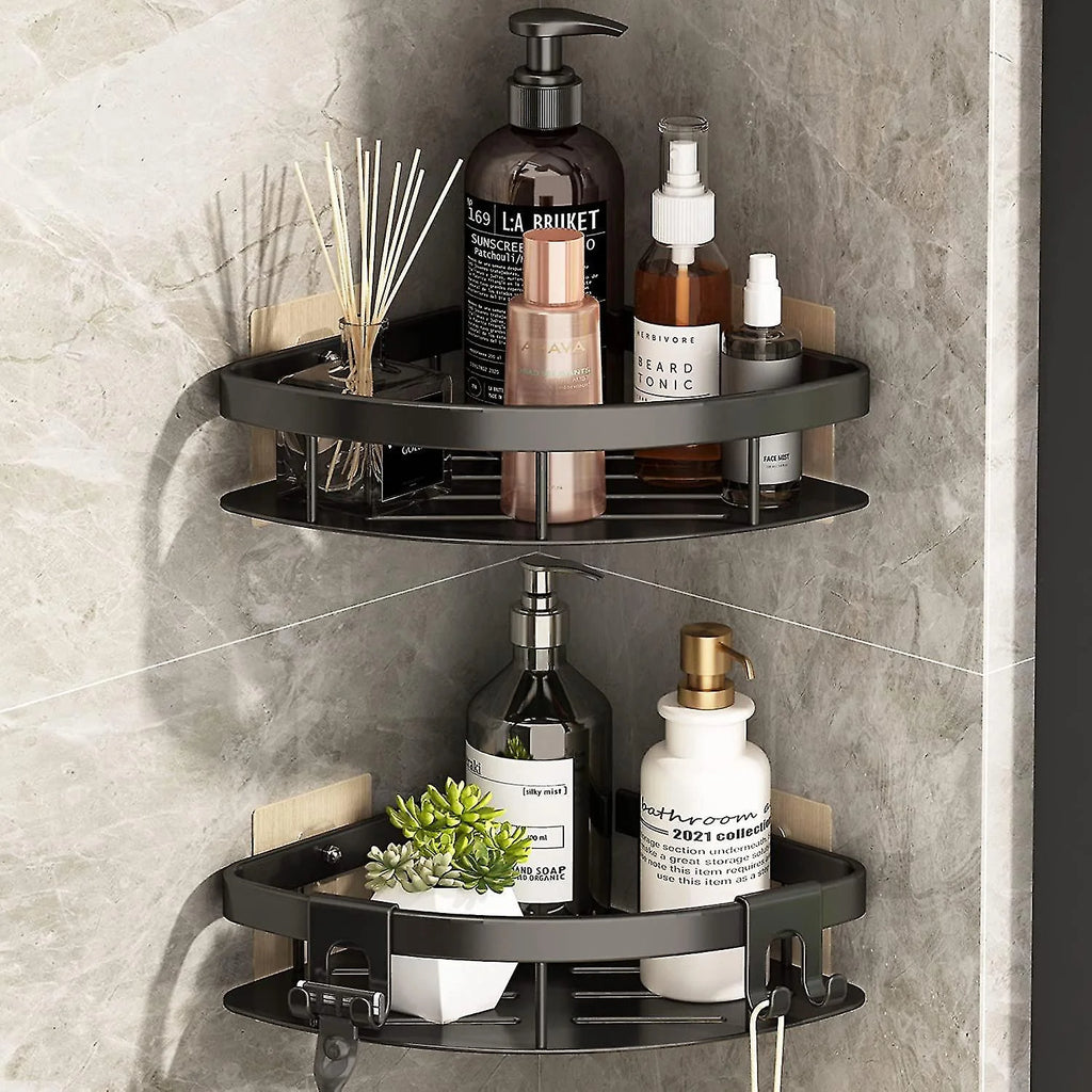 Kitchen wall mounted corner rectangular rack towel rack wall shower shampoo rack drilling-free rack tripod