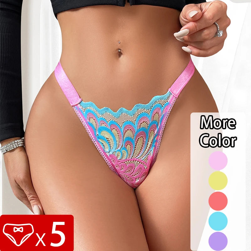 5pcs/Pack Low Rise Mixed Color Sexy Women G-string Fashion Style Elegant Sexy Lingerie Breathable Soft Lady Thongs Underwear