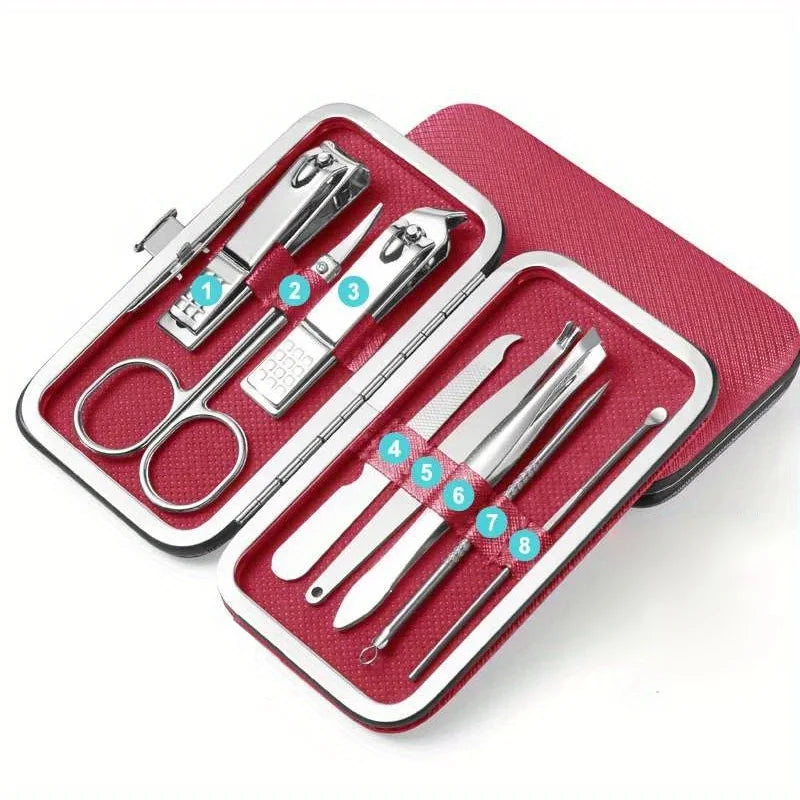 8/19PCS Manicure Set Pedicure Nail Cuticle Scissors Tool Nail Clipper Set Stainless Trimmer Ear Spoon Nail Clipper Manicure Tool