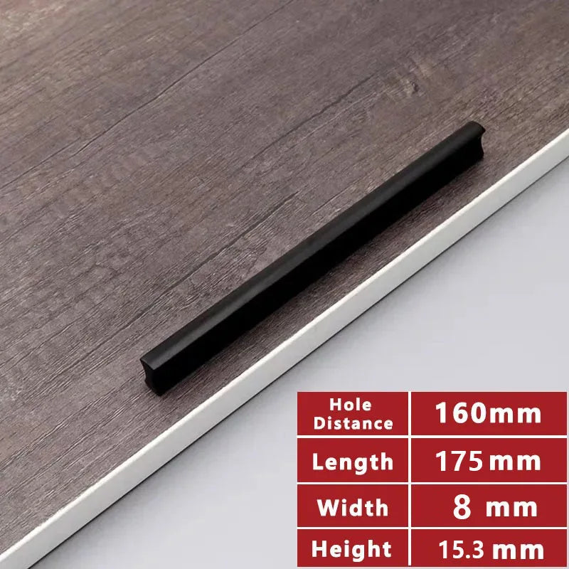 64mm-320mm Kitchen Cabinet Storage Handles Closet Wardrobe Dressers Black Door Handle Drawer Pulls Knobs Hardware accessories