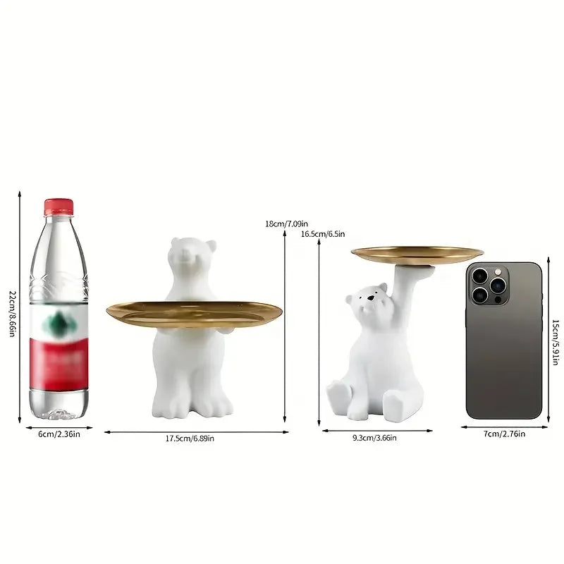 Kawaii Polar Bear Candy Miscellaneous Storage Tray Cute Polar Bear Glasses Keychain Tray Living Room Desktop Decoration