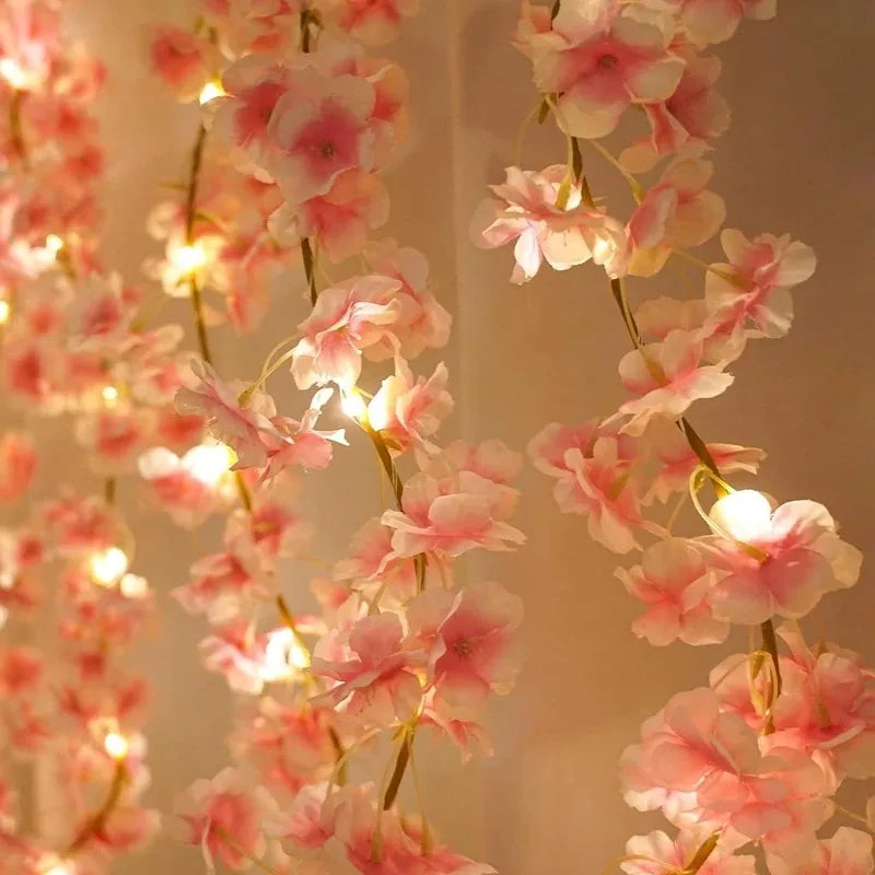 LED Rose Flower Cherry Blossom String Lights Warm White Fairy Lamp Decorative Light for Mother’s Day Wedding Party Garden Decor
