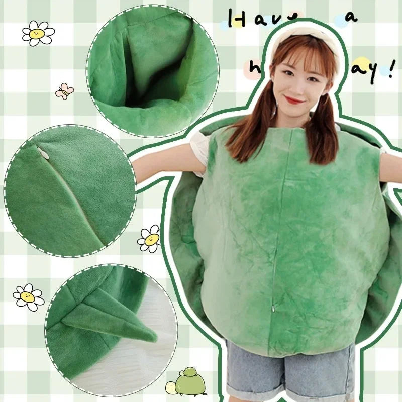 Wearable Turtle Shell Pillow Creative Soft Tortoise Back Pillow Plush Body Giant Cushion Adult Dress Up Gift Bedroom Decoration