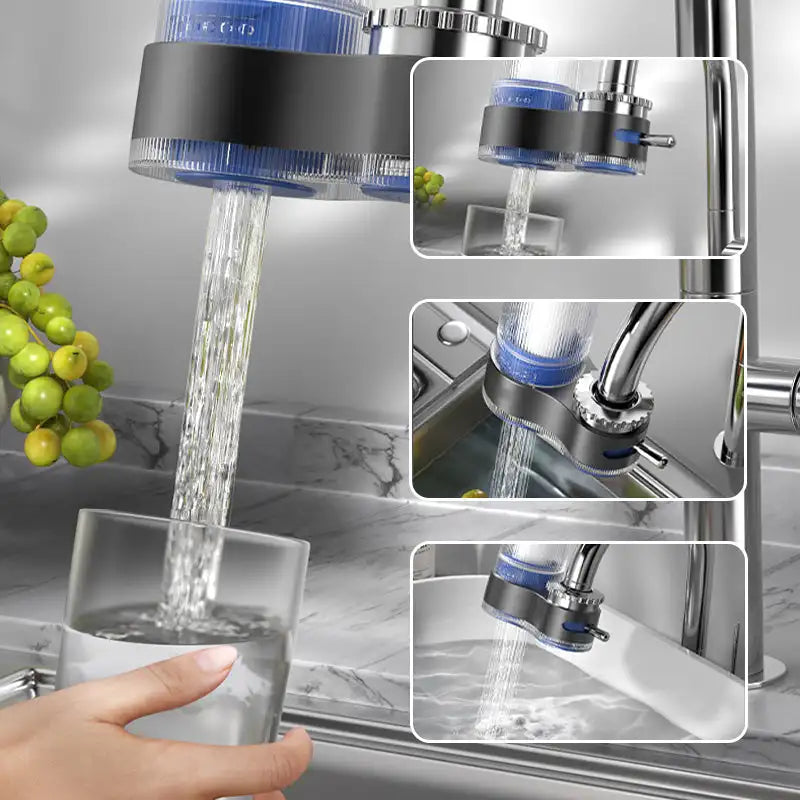Universal Faucet Water Purifier with Adapters & Filter Elements Kitchen Tap Water Filters Detachable Washable Filtration Devices