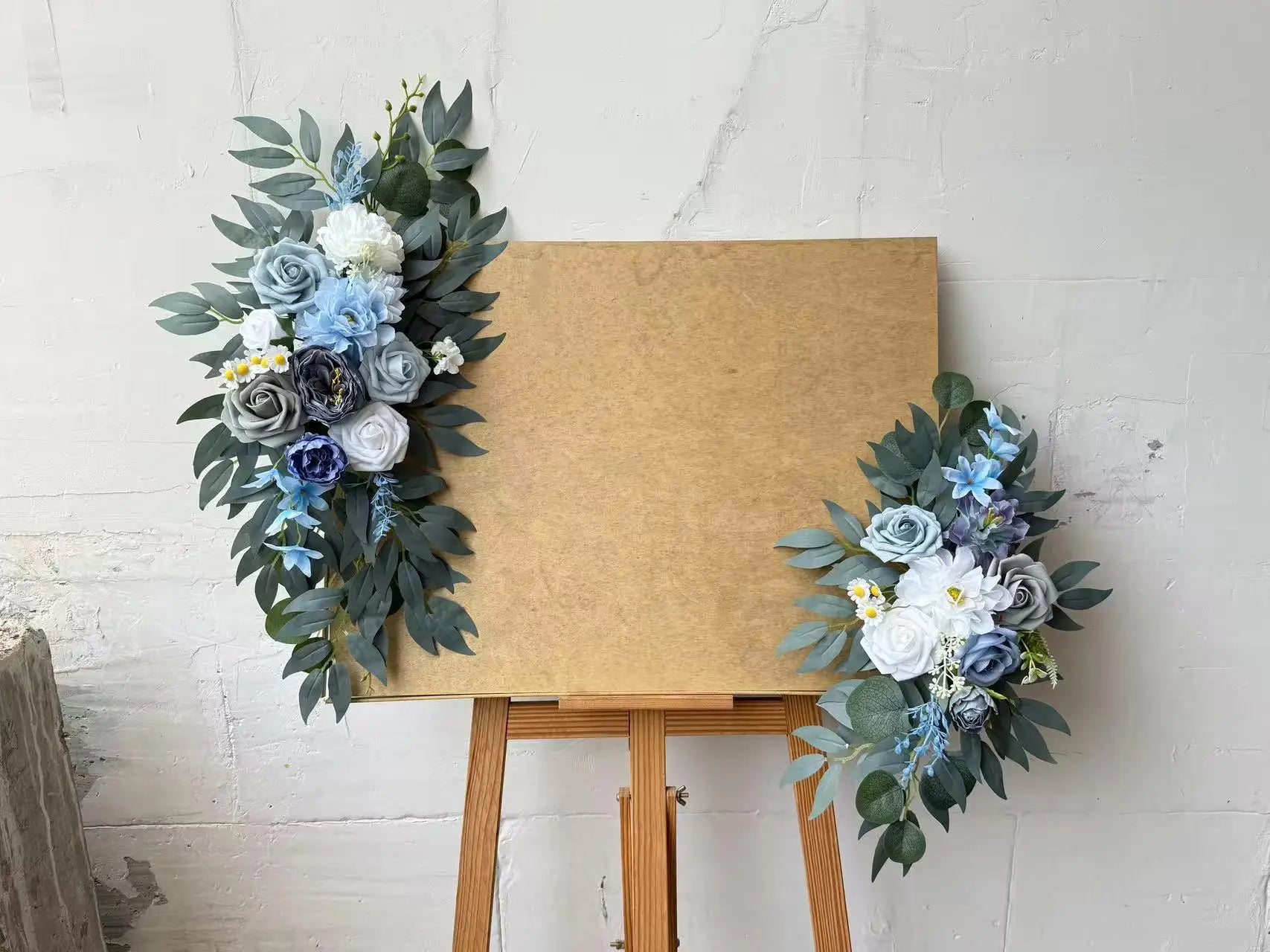 Artificial Wedding Arch Flowers Kit Boho Dusty Rose Blue Eucalyptus Garland Drapes for Wedding Decorations Welcome Sign