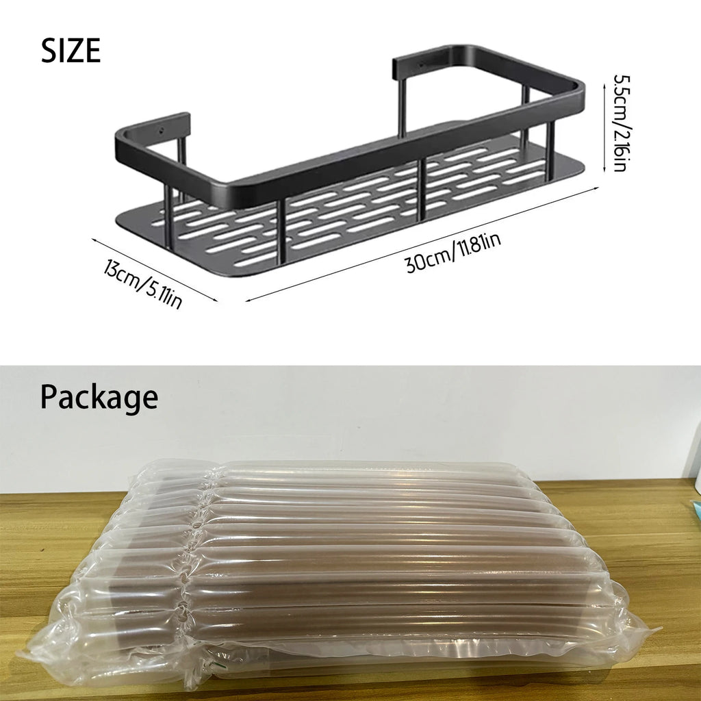 Punch Free Wall Mounted Bathroom Shelf No Drill Shower Shelf Kitchen Storage Organizer Shampoo Rack Makeup Storage Organizer