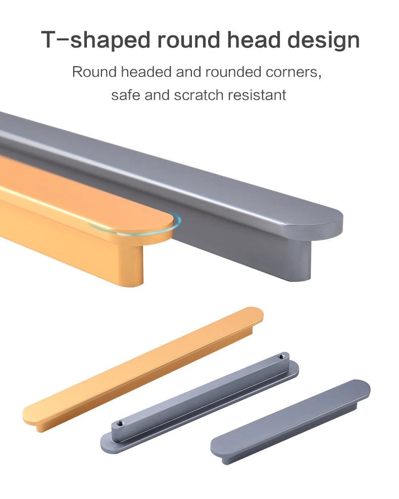 Modern style wardrobe cabinet bathroom cabinet black pulls drawer handles furniture cupboard aluminum alloy handle