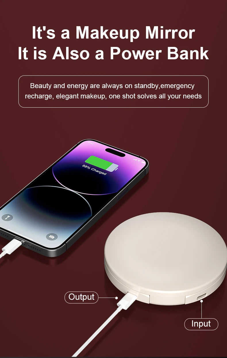 Mini Portable Makeup Mirror 2.8-Inch Display Smart LED Sunscreen Detection Compact Travel Size for Beauty On-the-Go