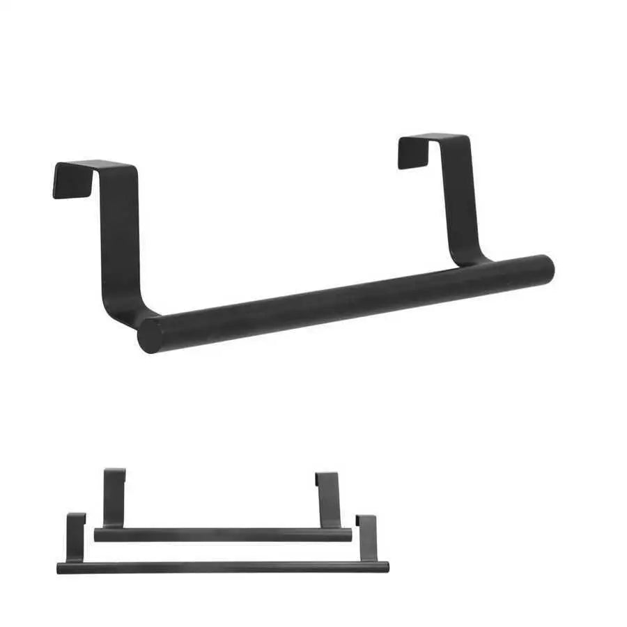 2Pcs Towel Rack Black Punch Free Cabinet Door Hanging Storage Organizer for Bathroom Kitchen for home Supplies 23cm 36cm