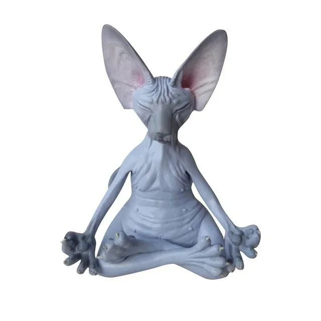 Whimsical Buddha Sphynx Cat Figurine Meditation Yoga Happy Cat Decor Art Sculptures Outdoor Garden Statues Figurine