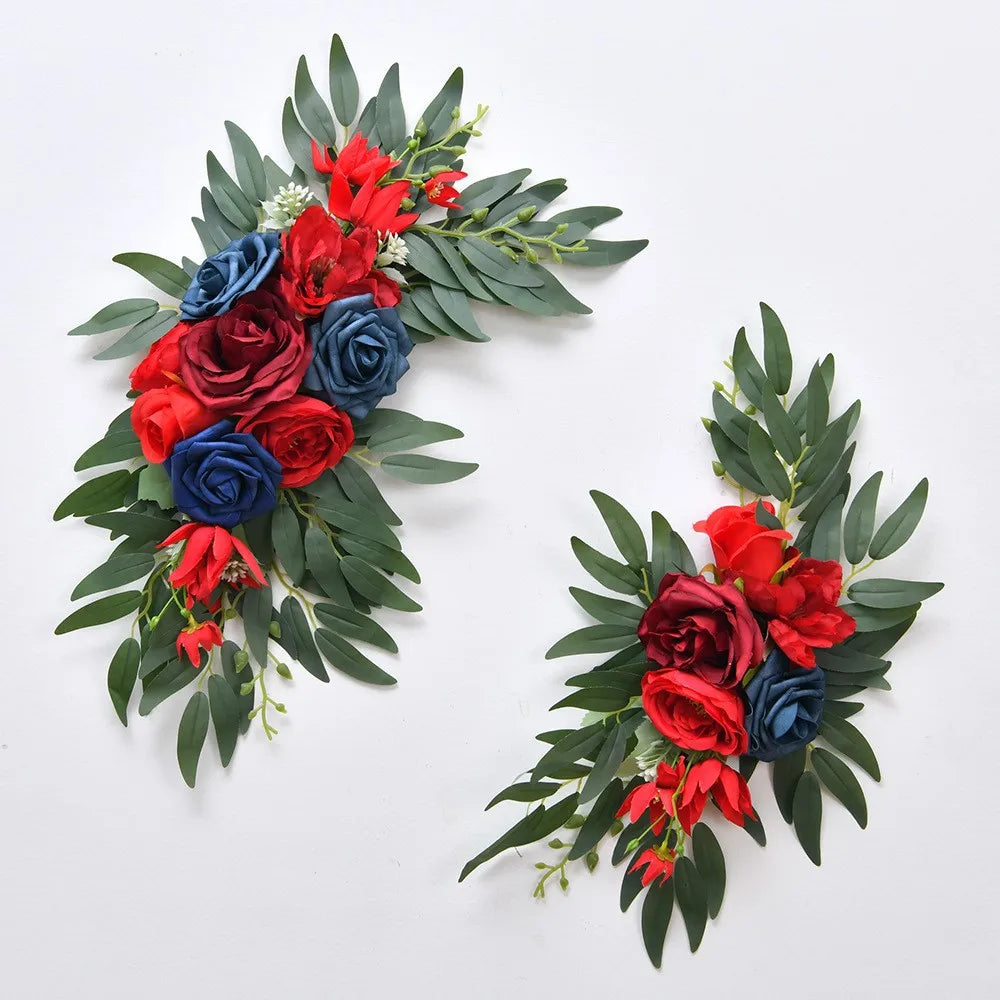 Artificial Wedding Arch Flowers Kit Boho Dusty Rose Blue Eucalyptus Garland Drapes for Wedding Decorations Welcome Sign