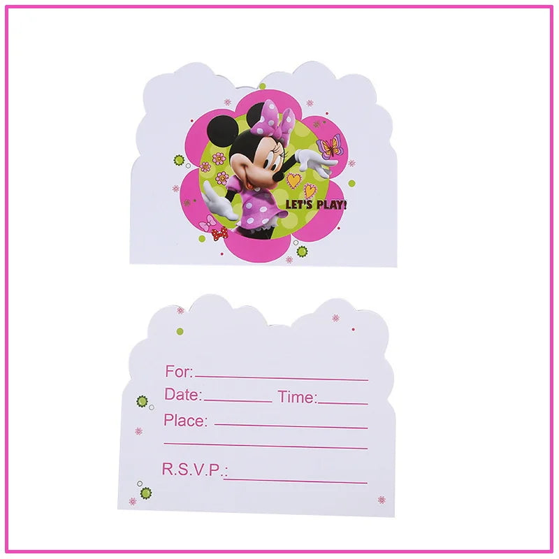 Disney Minnie Mouse Birthday Party Decoration Pink Minnie Paper Cups Plates Napkin Tablecloth Tableware Balloosn Baby Shower Kid