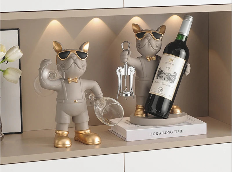 French Bulldog Wine Holder Resin Wine Racks Countertop Wine Stand Wine Bottle Holder Wine Bottle Rack Home Office Decor