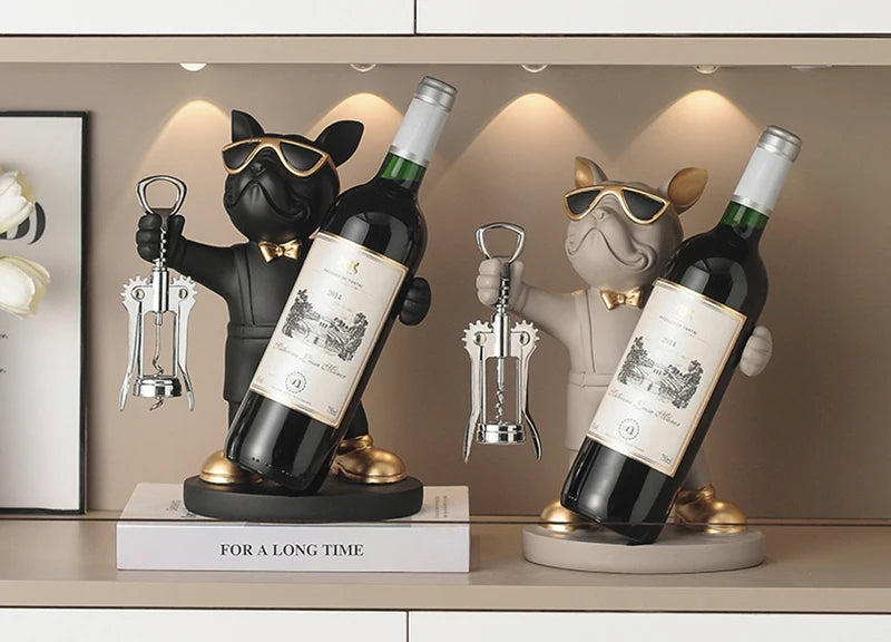French Bulldog Wine Holder Resin Wine Racks Countertop Wine Stand Wine Bottle Holder Wine Bottle Rack Home Office Decor