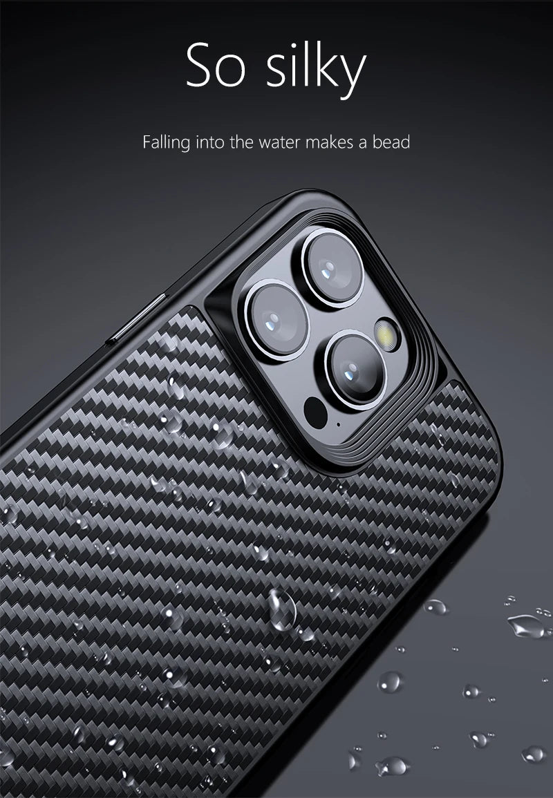 Wlons Magnetic Kevlar Aramid Fiber Cover For iPhone 16 15 14 13 Pro Max 16 15 14 Plus Anti-Drop Anti-Fingerprint Magsafe Case