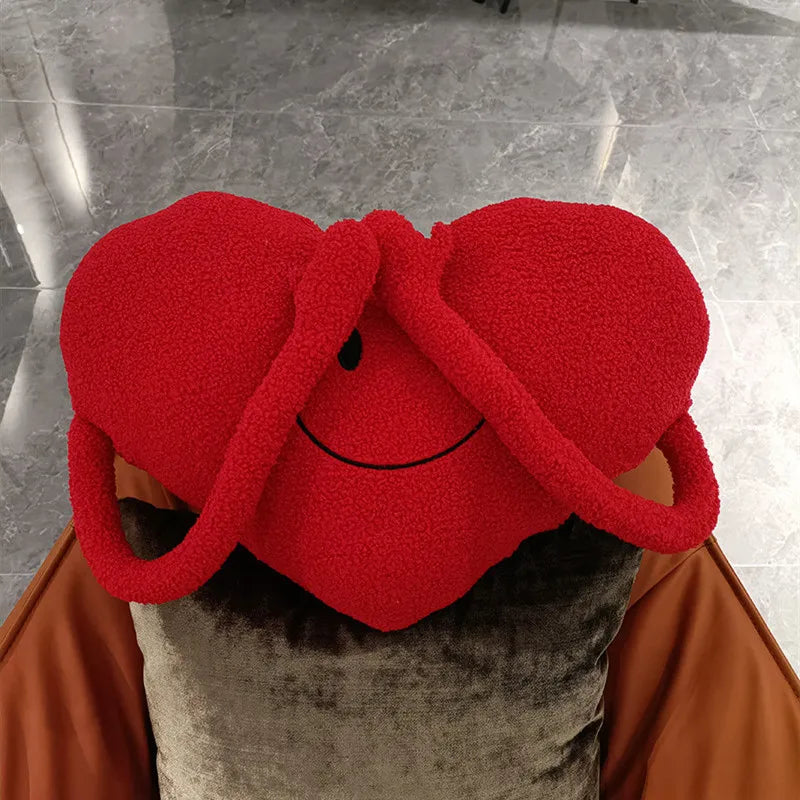 Ins Sofa Cute Red Heart-shaped Pillow Bedroom Headboard Living Room Niche Plush Wedding Cushion Heart-shaped Pillow Ornament