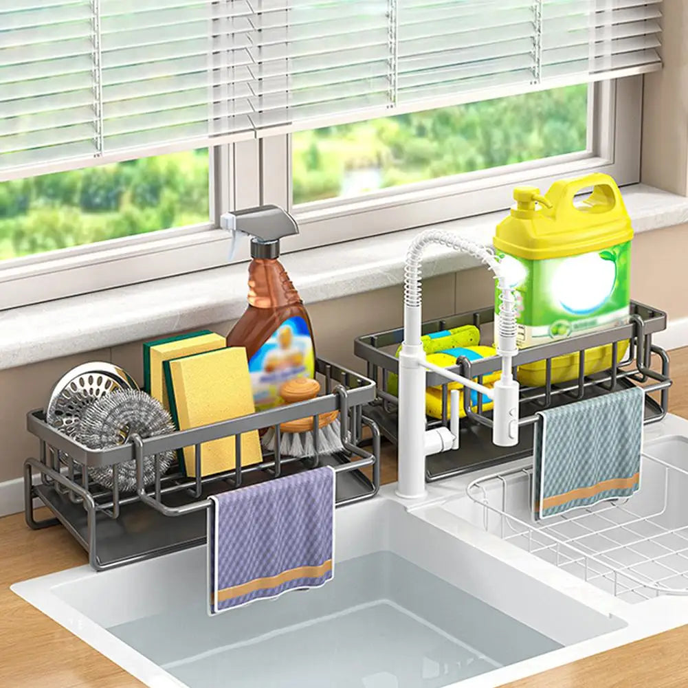 Compact Tap-Mounted Spice Shelf – Sink Organizer with Drainage Rack – Space-Saving Kitchen Storage for Utensils/Accessories