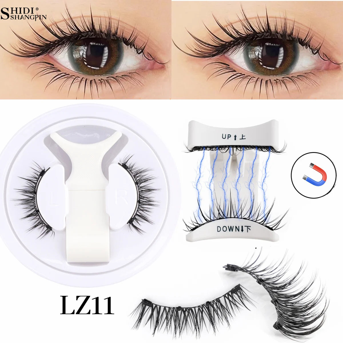 1Pair 3D Magnetic Lashes Kit Soft Natural Fluffy Reusable Faux Mink Eyelashes NO Glue Needed False Cilios Makeup Tools Mix Style