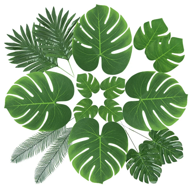 Hawaiian Artificial Tropical Palm Leaves Plant Summer Luau Aloha Jungle Theme Party Decoration Wedding Birthday Home Table Decor