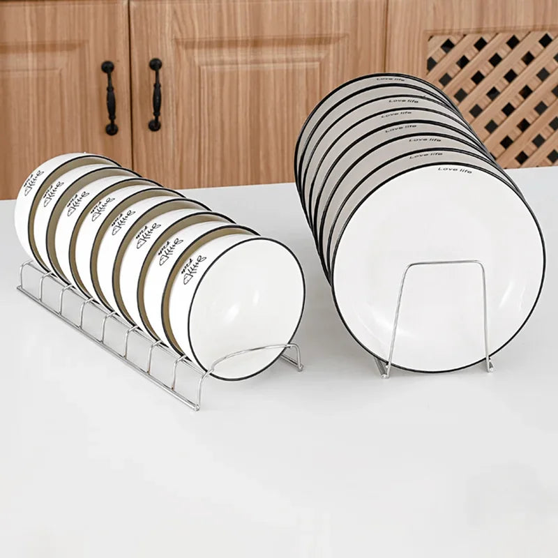 Stainless Steel Dish Storage Rack Lid Holder for Kitchen Cabinet Dining Room Restaurant Utensils Drainer Rack Multipurpose Plate