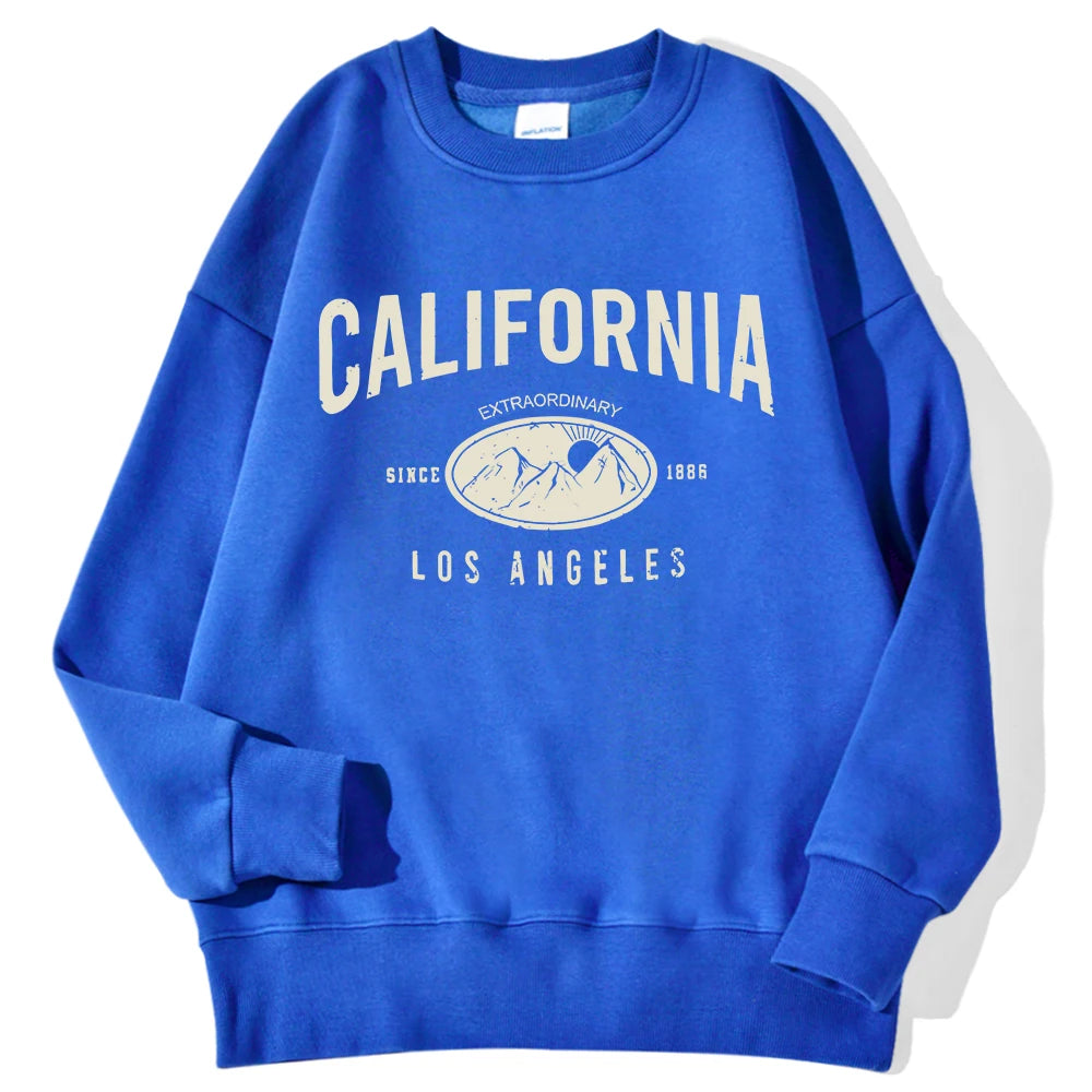 New York California Malibu Letter Sweatshirts Winter Women Casual Loose Hoodie Fleece Warm Crewneck Pullover Comfortable Clothes