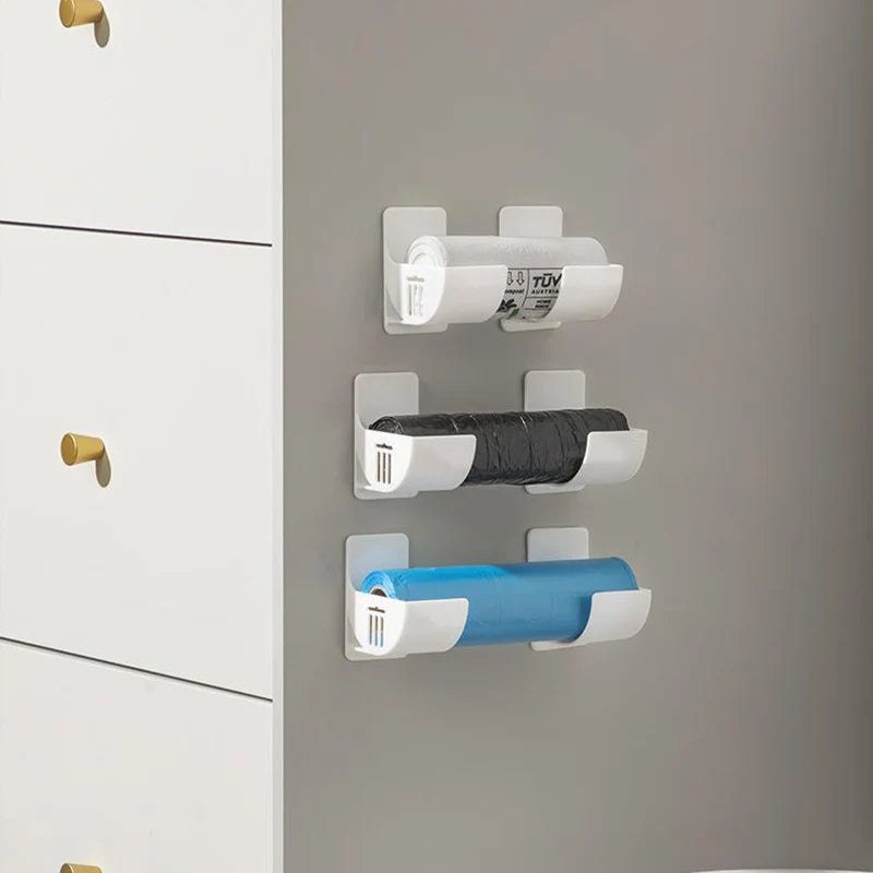 Cabinet Storage Rack 4-pack Punch-free Storage Shelf Kitchen Plastic Wrap Garbage Bag Refrigerator Side Storage Rack